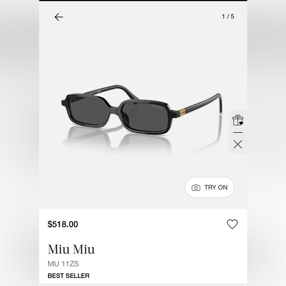 Miu Miu Black Rectangular Sunglasses (model MU11ZS)